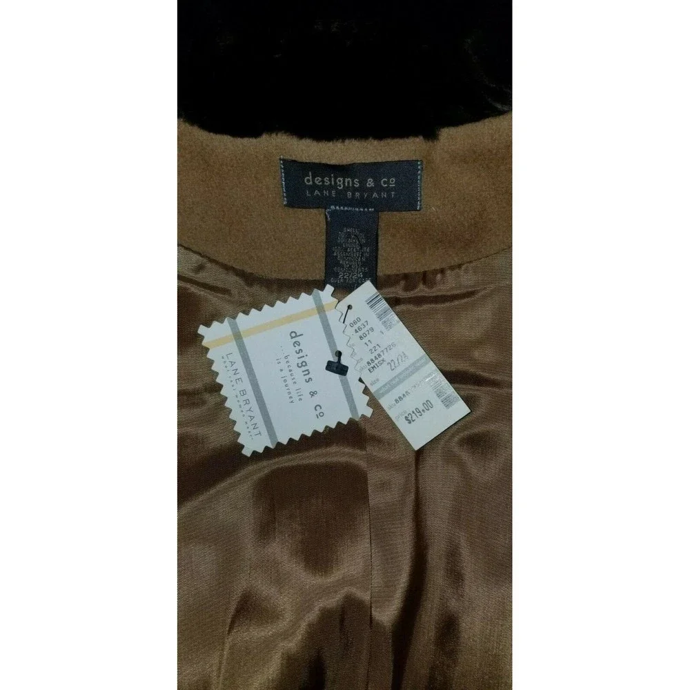 Lane Bryant Designs & Co Camel Beige Wool Coat Jacket Size 22/24 NWT - Picture 5 of 7